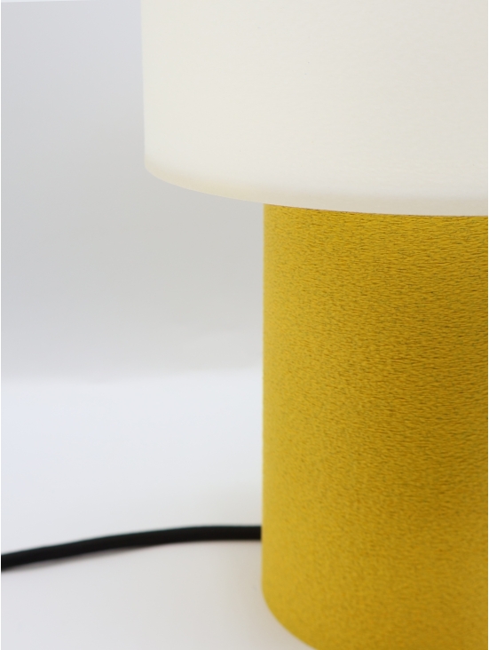 Clarisse – Lampe à poser design granit & abat-jour coquilles Saint-Jacques