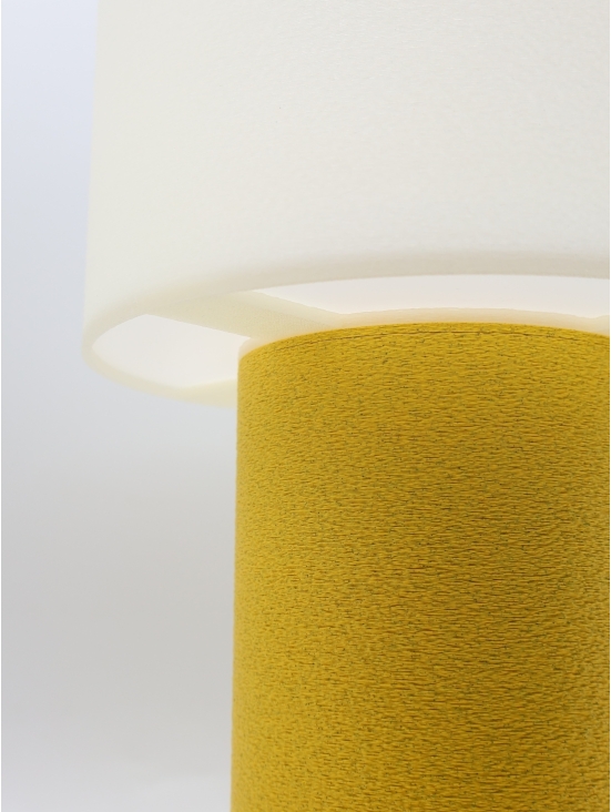 Clarisse – Lampe à poser design granit & abat-jour coquilles Saint-Jacques