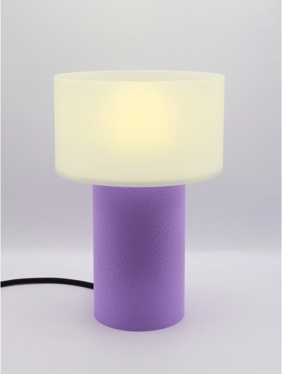 Clarisse – Lampe à poser cylindrique, abat-jour coquilles Saint-Jacques & pied Pastel, taille Essentiel