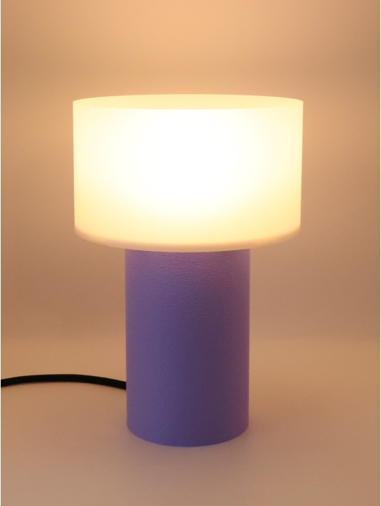 Clarisse – Lampe à poser cylindrique, abat-jour coquilles Saint-Jacques & pied Pastel, taille Essentiel