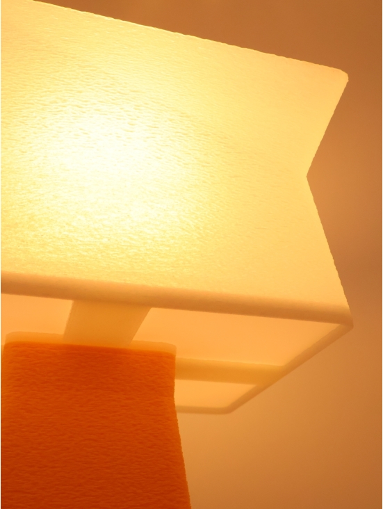 Juliane – Lampe à poser carrée, abat-jour coquilles Saint-Jacques & pied Pastel, taille Essentiel