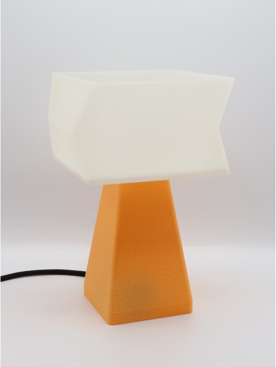 Juliane – Lampe à poser carrée, abat-jour coquilles Saint-Jacques & pied Pastel, taille Essentiel