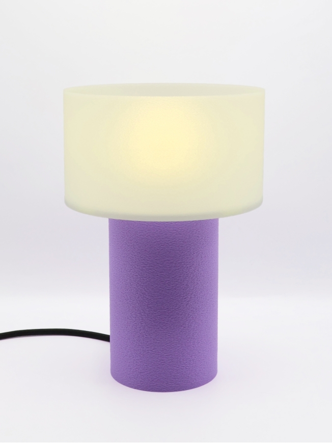 Clarisse – Lampe à poser cylindrique, abat-jour coquilles Saint-Jacques & pied Pastel, taille Essentiel