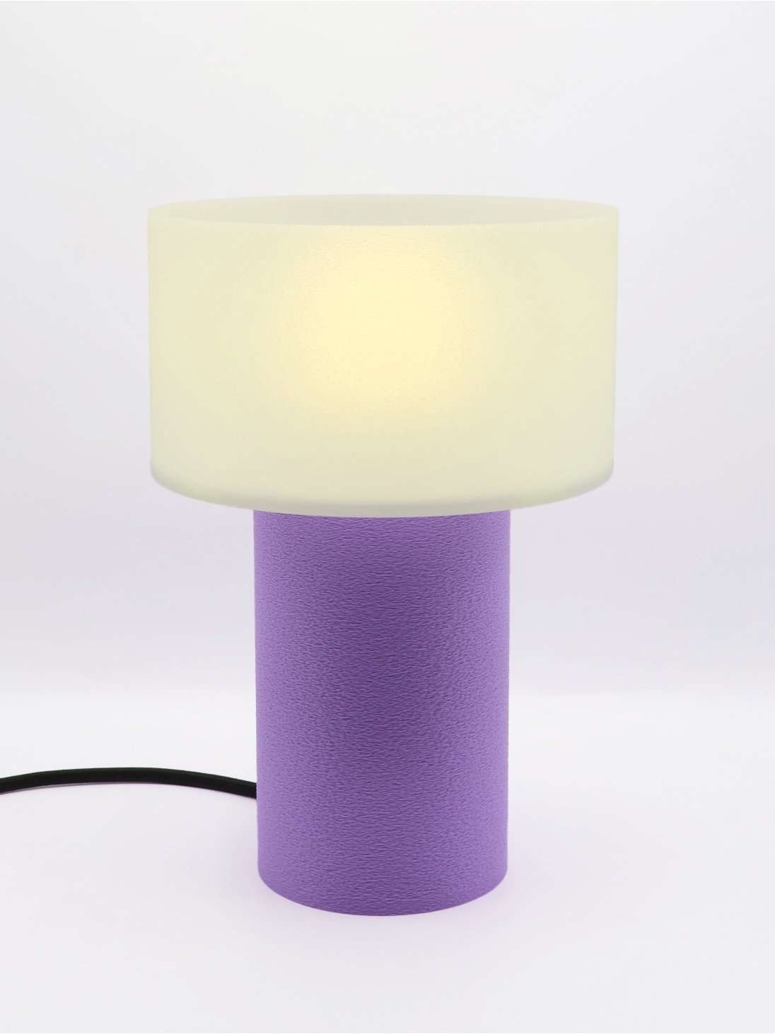 Clarisse – Lampe à poser cylindrique, abat-jour coquilles Saint-Jacques & pied Pastel, taille Essentiel