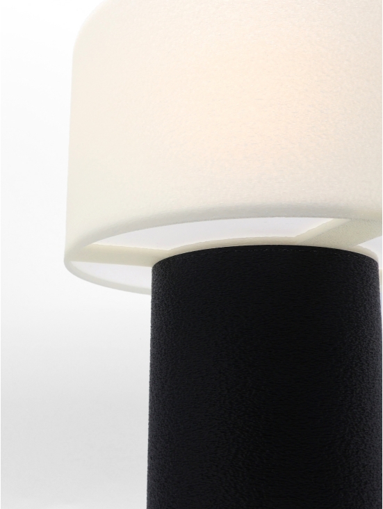 Lampe à poser Clarisse Pop – Abatjour crème coquilles Saint-Jacques & pied Pop coloré