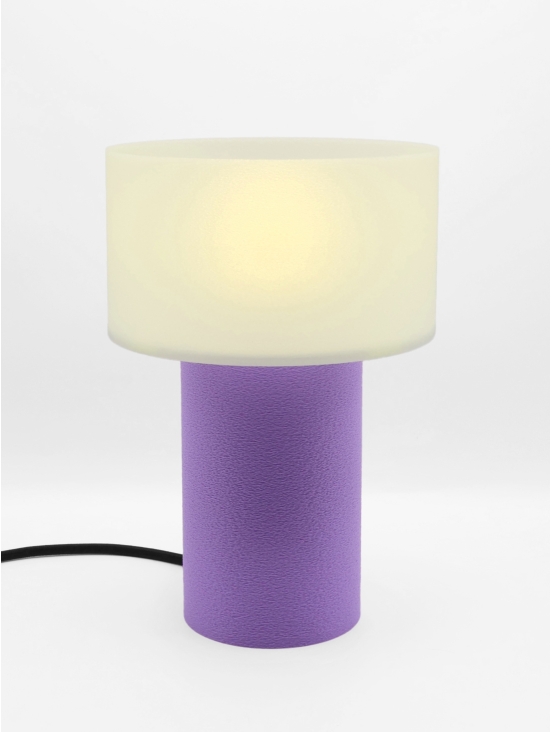 Clarisse – Lampe à poser cylindrique, abat-jour coquilles Saint-Jacques & pied Pastel, taille Essentiel