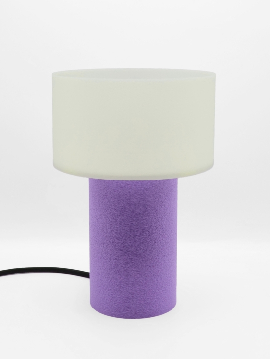Clarisse – Lampe à poser cylindrique, abat-jour coquilles Saint-Jacques & pied Pastel, taille Essentiel