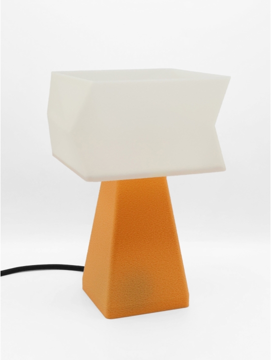 Juliane – Lampe à poser carrée, abat-jour coquilles Saint-Jacques & pied Pastel, taille Essentiel