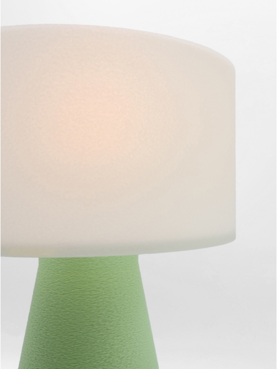 Meredith – Lampe à poser conique, abat-jour coquilles Saint-Jacques & pied Pastel, taille Essentiel