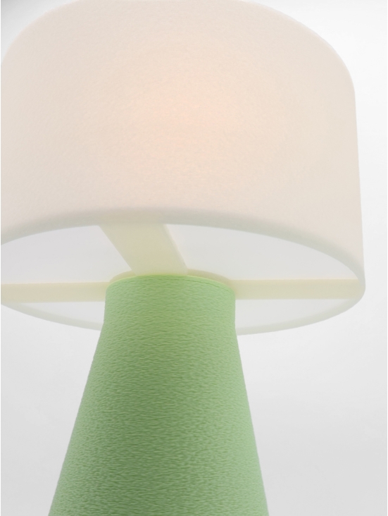 Meredith – Lampe à poser conique, abat-jour coquilles Saint-Jacques & pied Pastel, taille Essentiel
