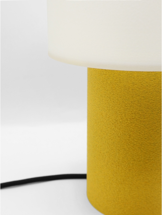 Clarisse – Lampe à poser design granit & abat-jour coquilles Saint-Jacques