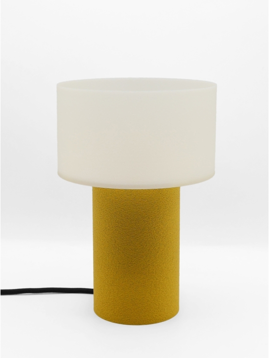 Clarisse – Lampe à poser design granit & abat-jour coquilles Saint-Jacques