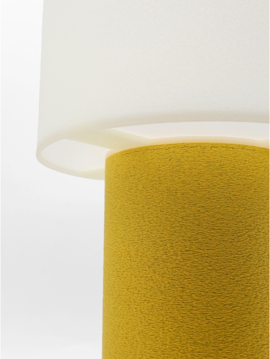 Clarisse – Lampe à poser design granit & abat-jour coquilles Saint-Jacques