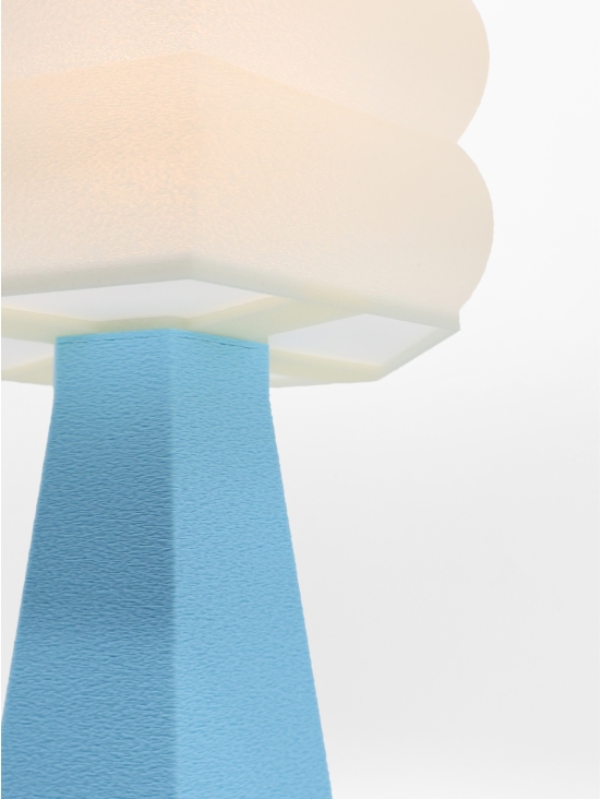 Aline – Lampe à poser hexagonale, abat-jour coquilles Saint-Jacques & pied Pastel, taille Essentiel