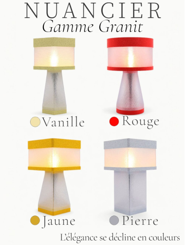 Clémence – Lampe à poser design, Couleurs GRANIT, Équilibre – Luminaire haut de gamme en impression 3D