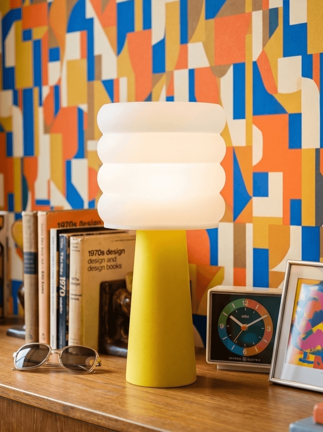 Coralie – Lampe à poser pop jaune, large