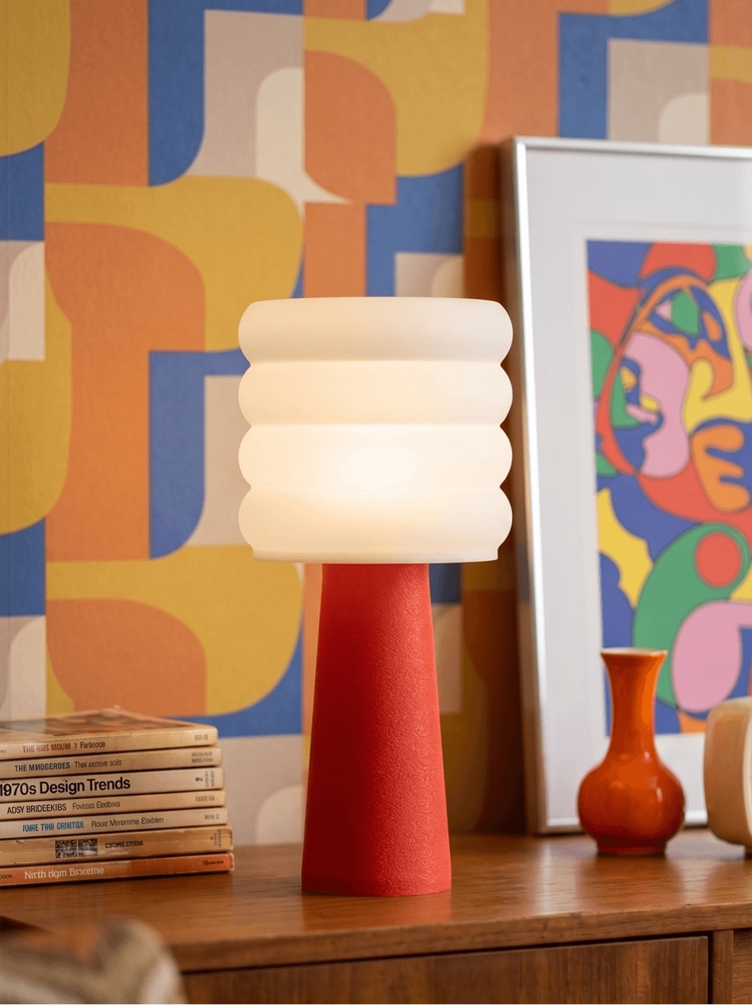 Coralie – Lampe à poser pop rouge, large