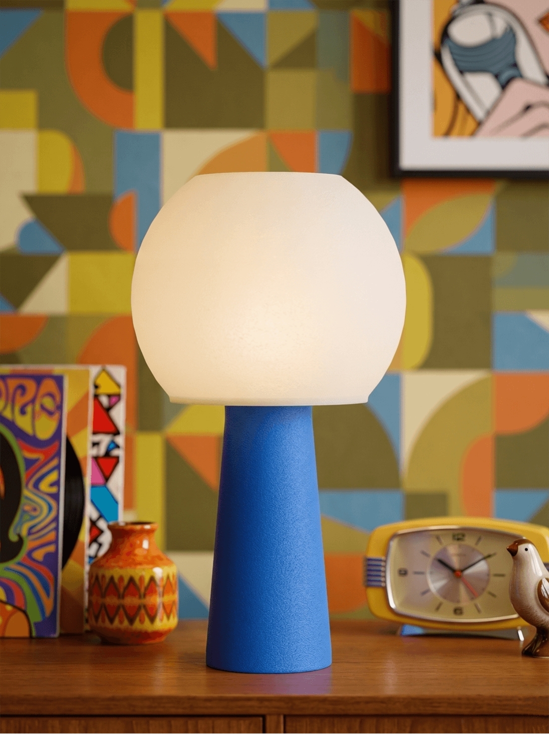 Clarisse – Lampe à poser pop bleu, large