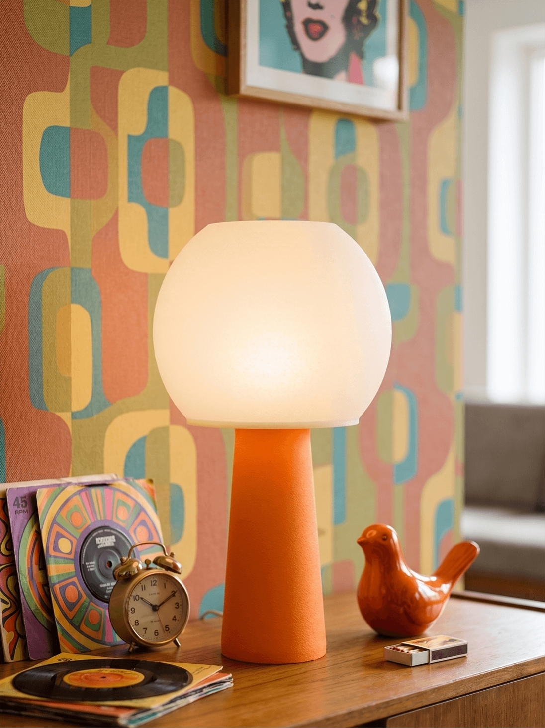 Clarisse – Lampe à poser pop orange, large