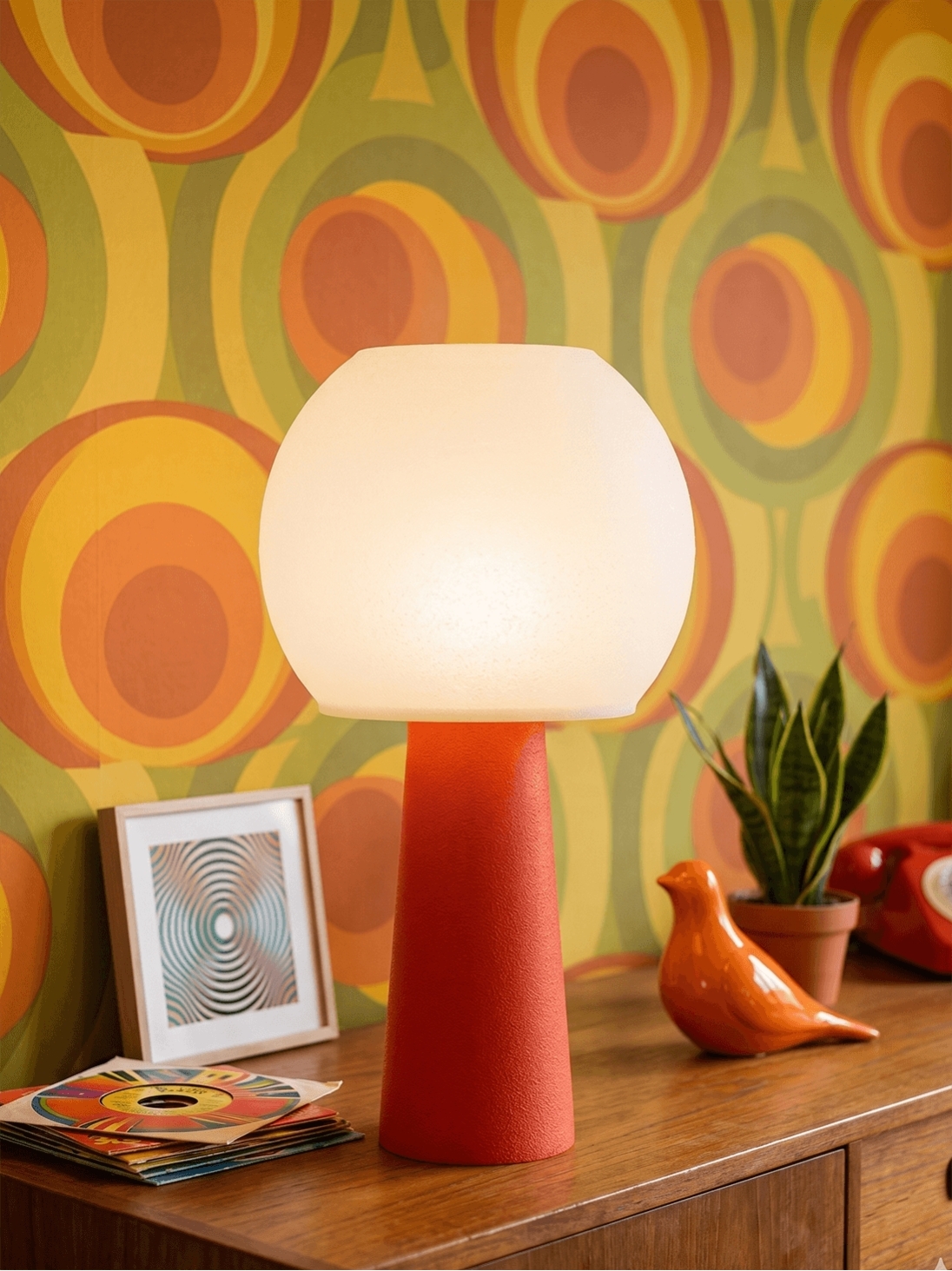 Clarisse – Lampe à poser pop rouge, large