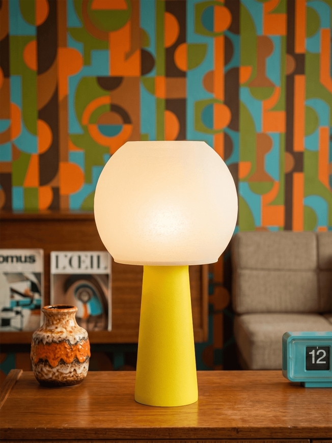Clarisse – Lampe à poser pop jaune, large