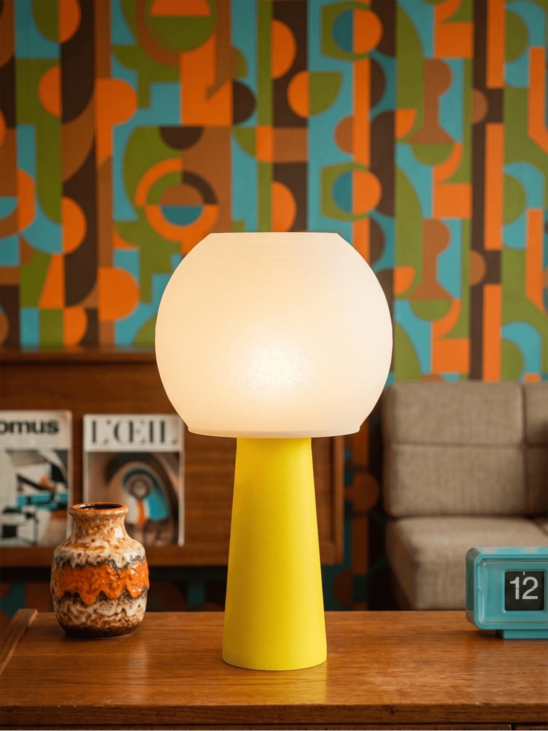 Clarisse – Lampe à poser pop jaune, large