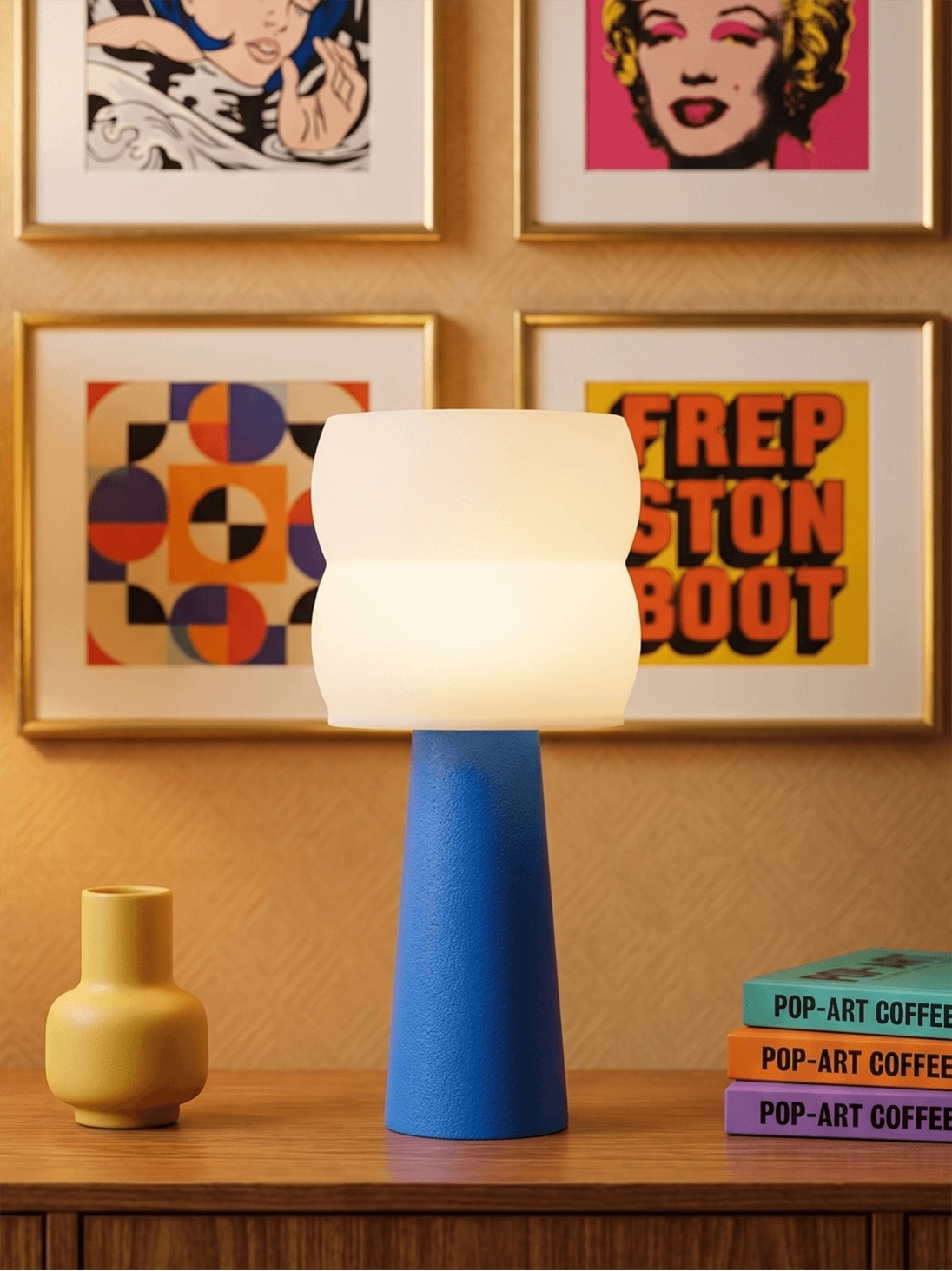 Stella – Lampe à poser pop bleu, large