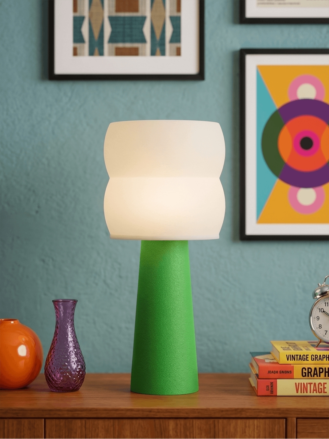 Stella – Lampe à poser pop verte, large