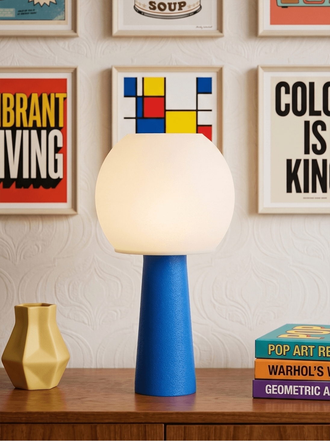 Clarisse – Lampe à poser pop bleu, large