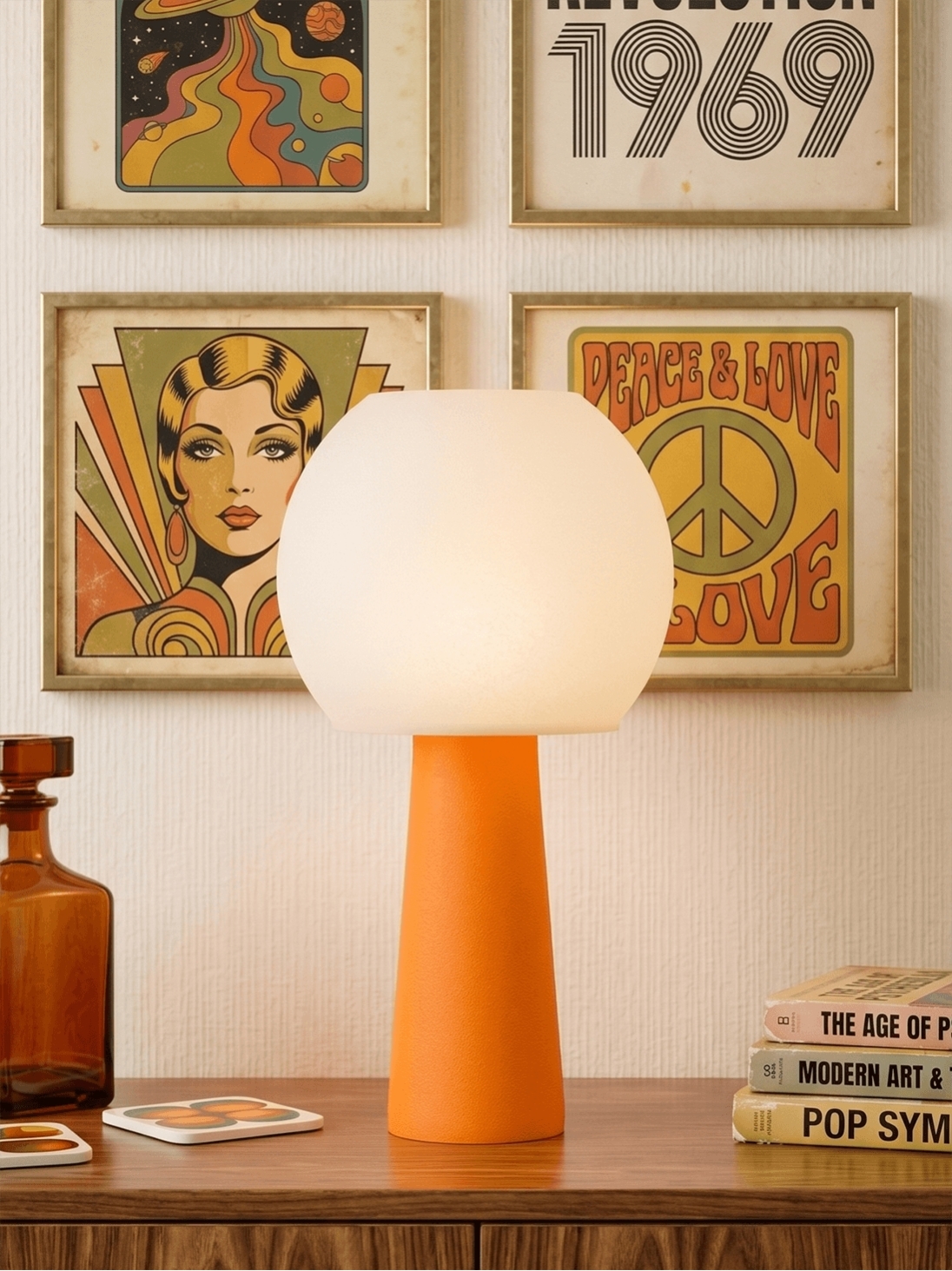 Clarisse – Lampe à poser pop orange, large