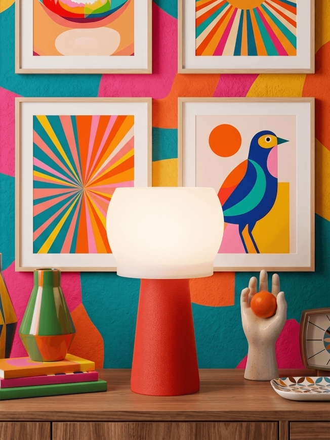 Clemence – Lampe à poser pop rouge, médium