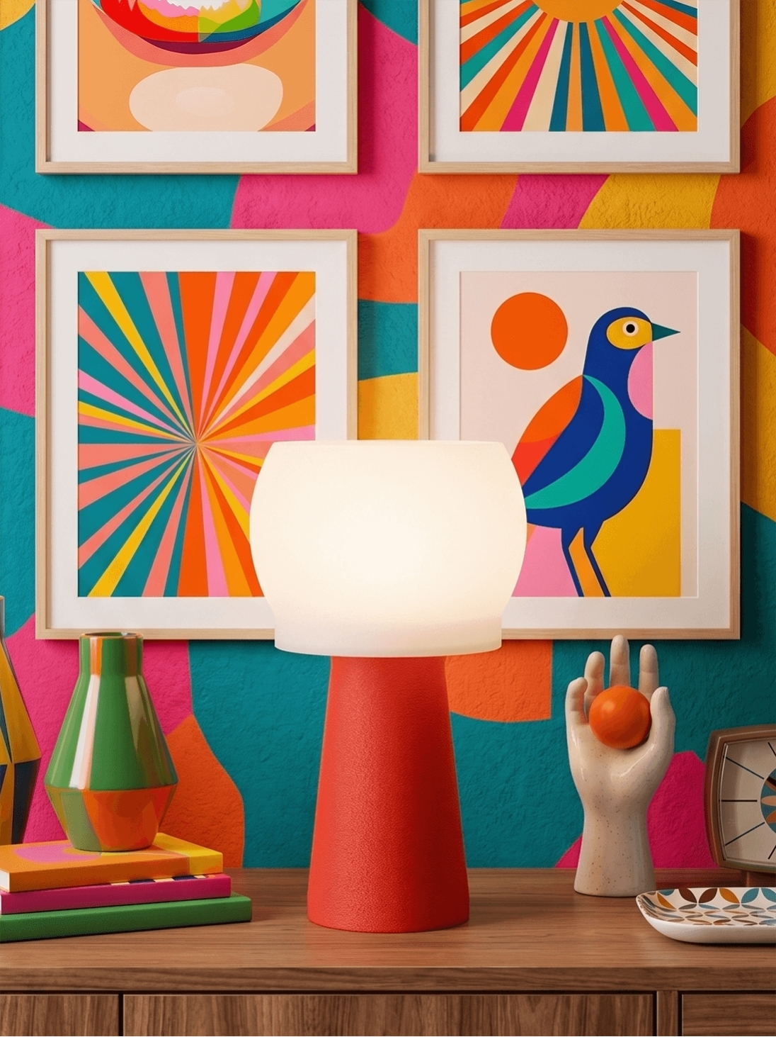 Clemence – Lampe à poser pop rouge, médium