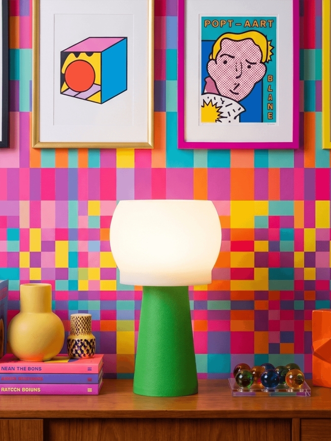 Lampe à poser Clemence Équilibre – Douceur crème coquilles Saint-Jacques & pied Pop coloré