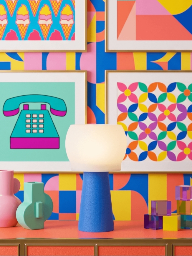 Clemence – Lampe à poser pop bleu, médium