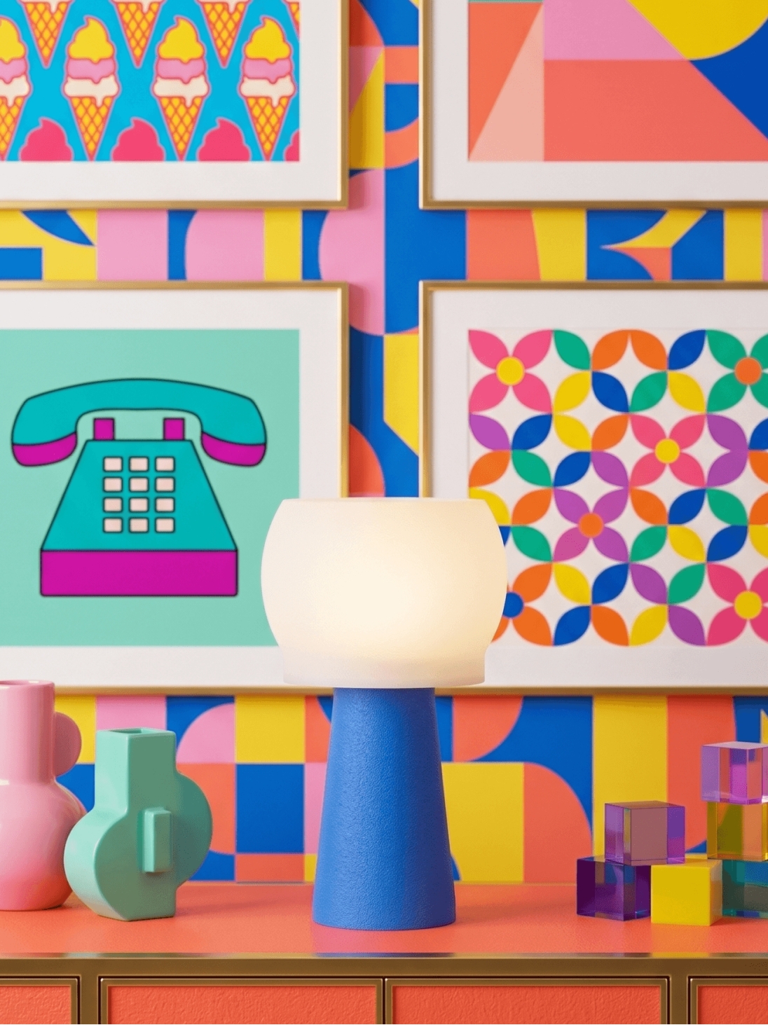 Clemence – Lampe à poser pop bleu, médium