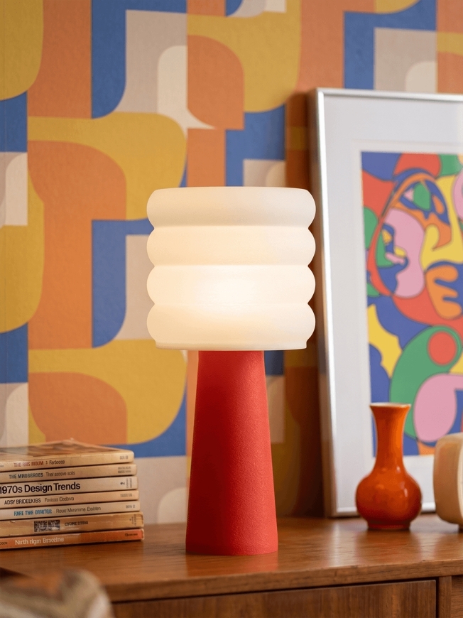 Coralie – Lampe à poser pop rouge, large