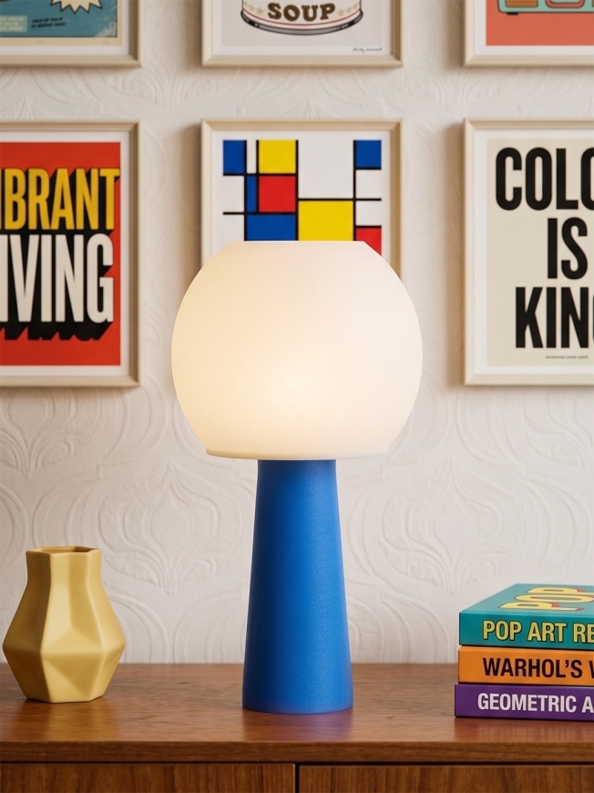 Clarisse – Lampe à poser pop bleu, large