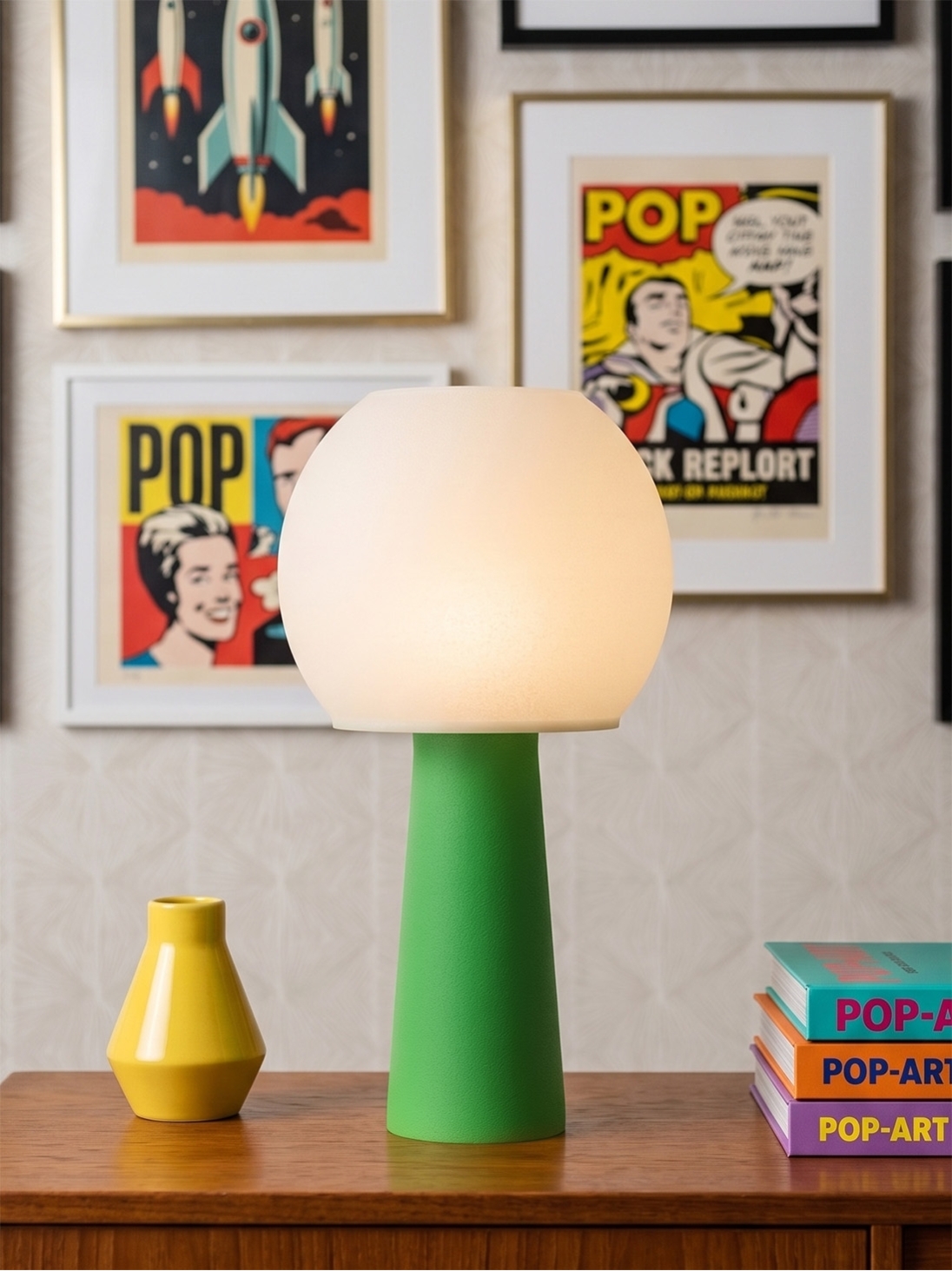 Clarisse – Lampe à poser pop verte, large