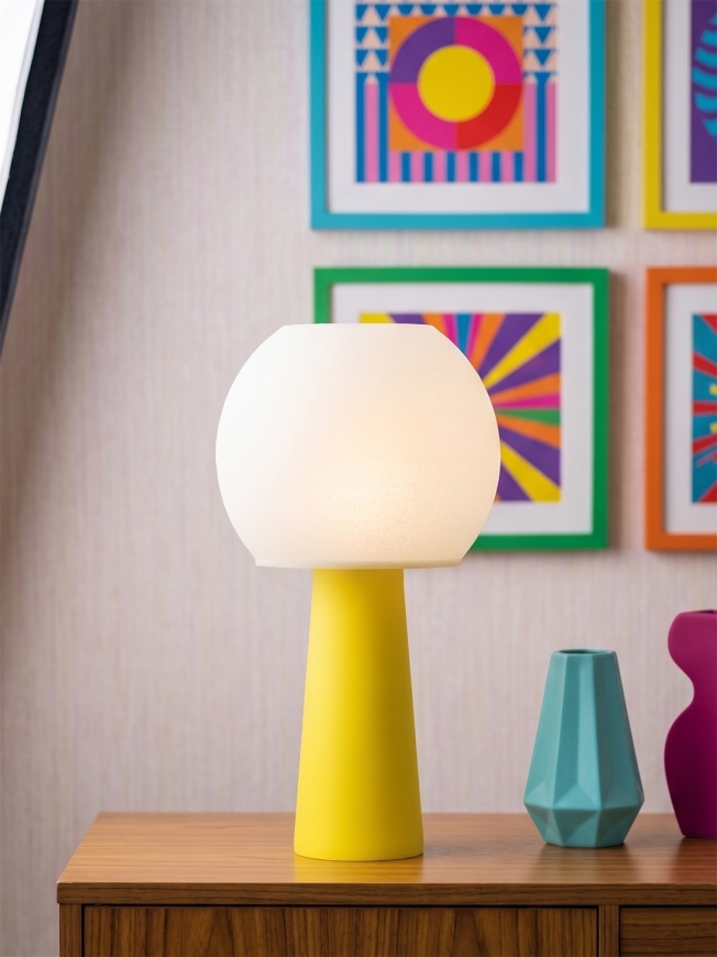 Clarisse – Lampe à poser pop jaune, large