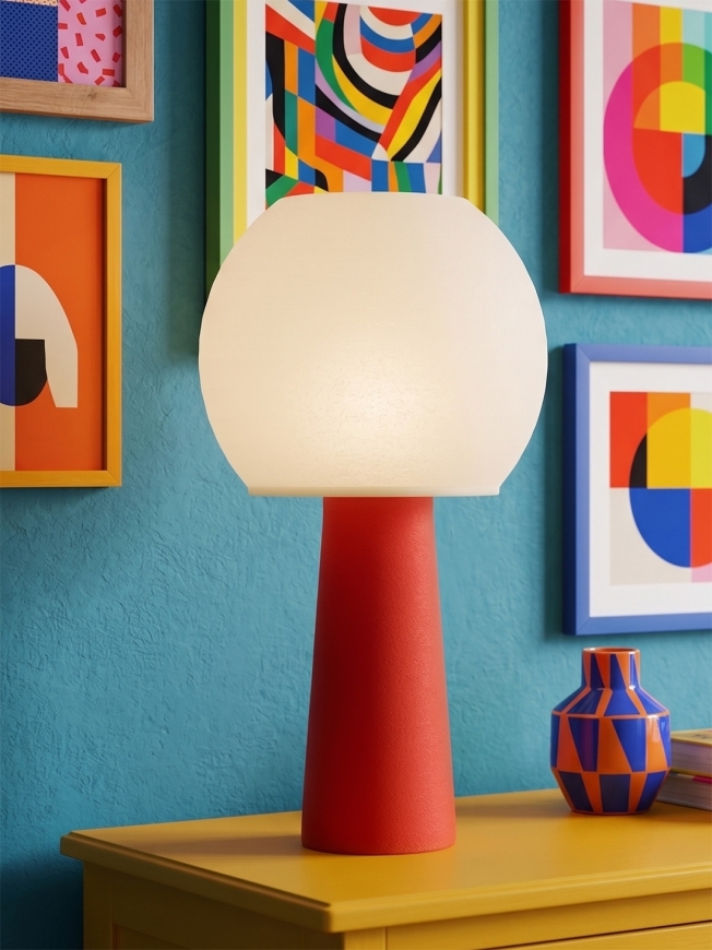 Clarisse – Lampe à poser pop rouge, large