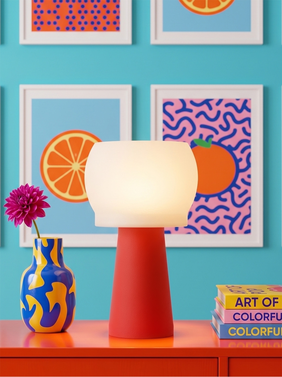 Clemence – Lampe à poser pop rouge, médium