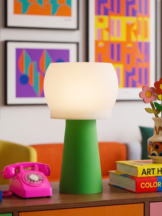 Lampe à poser Clemence Équilibre – Douceur crème coquilles Saint-Jacques & pied Pop coloré