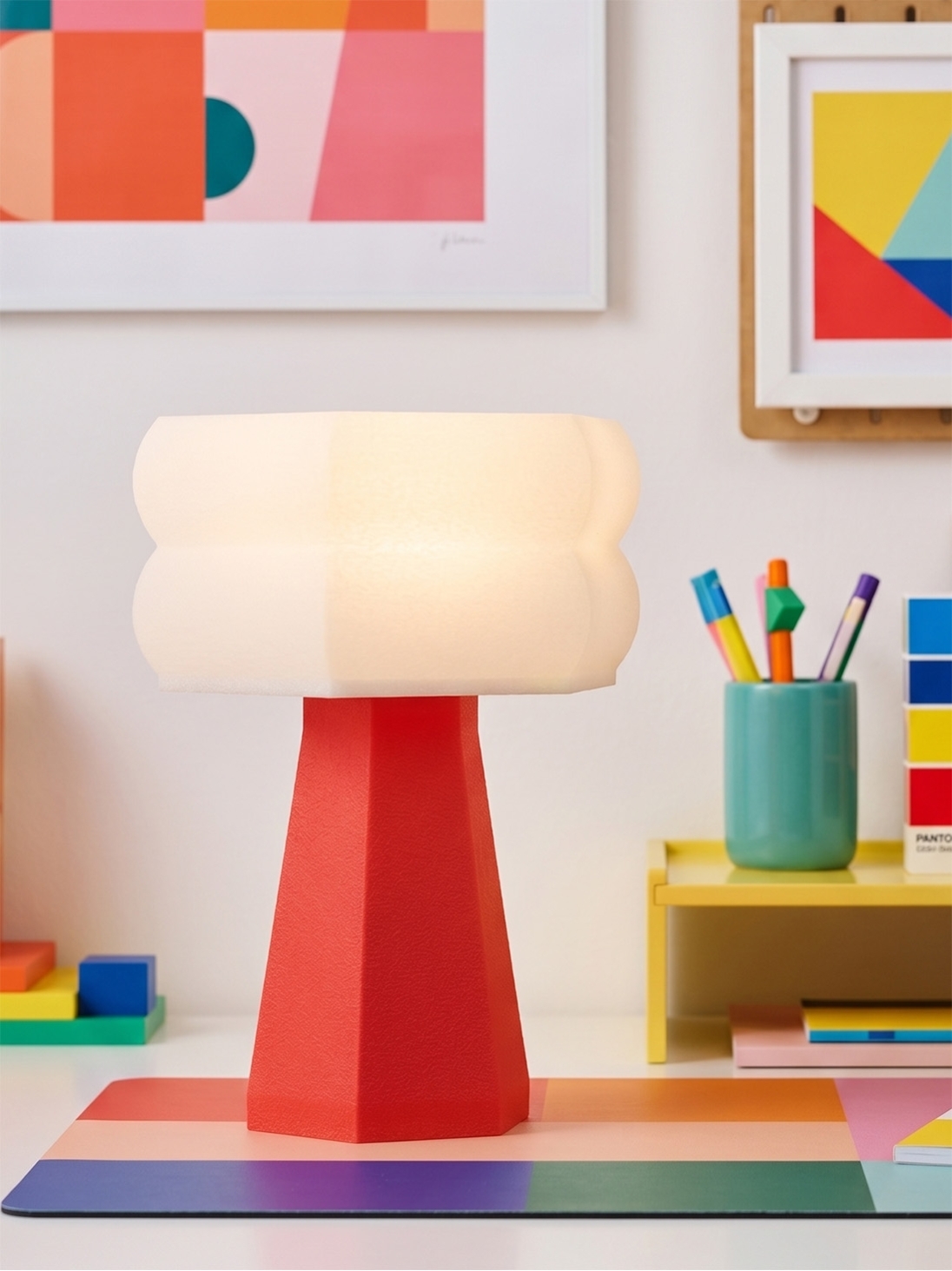 Aline – Lampe à poser pop rouge, small