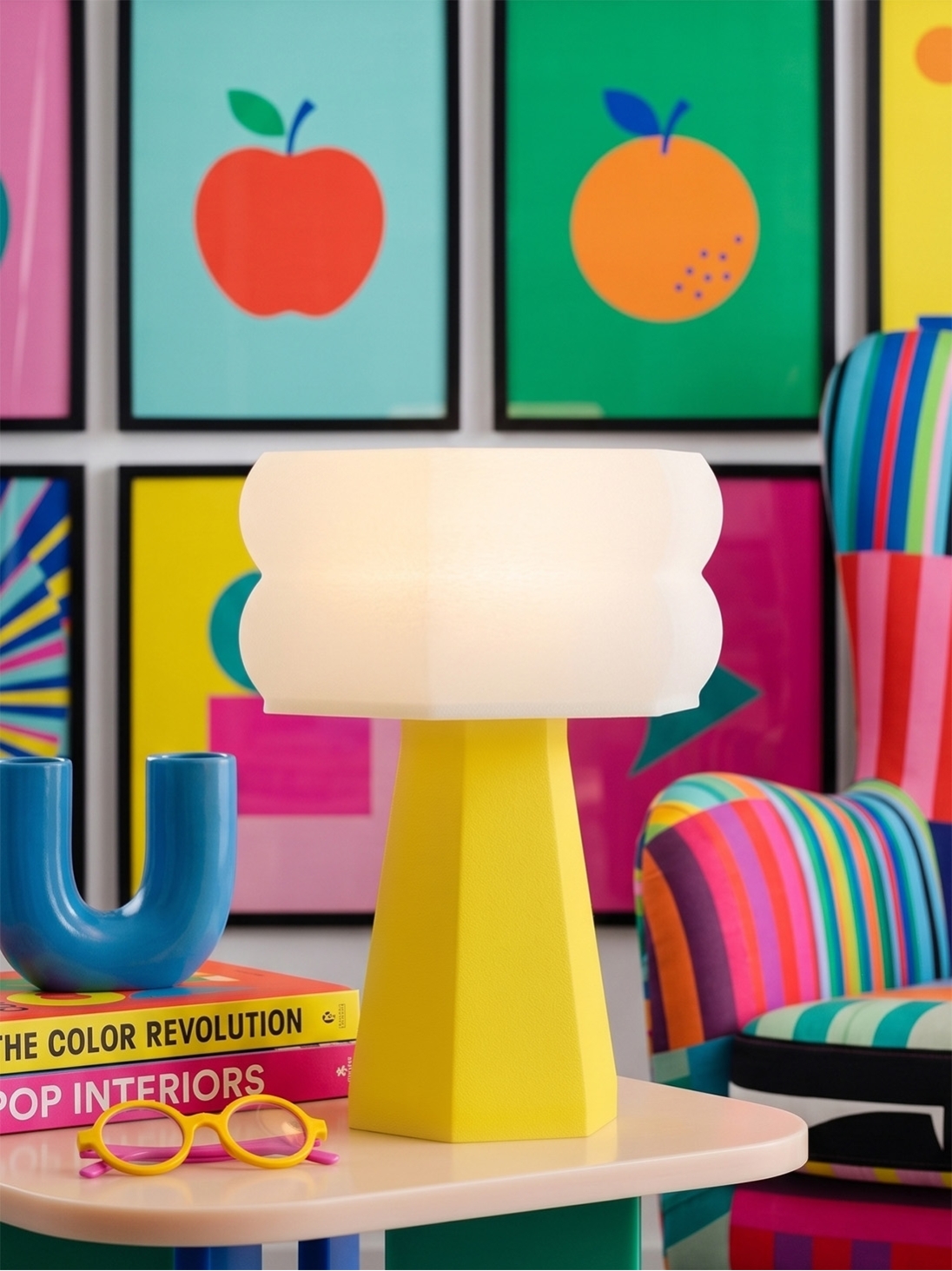 Aline – Lampe à poser pop jaune, small