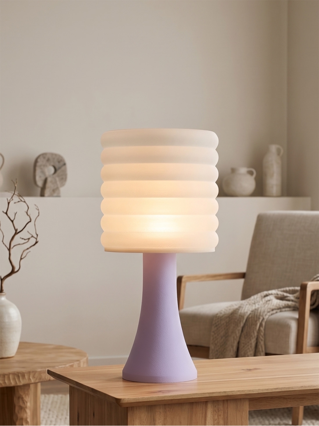 Micheline – Lampe pastel lilas, extra large