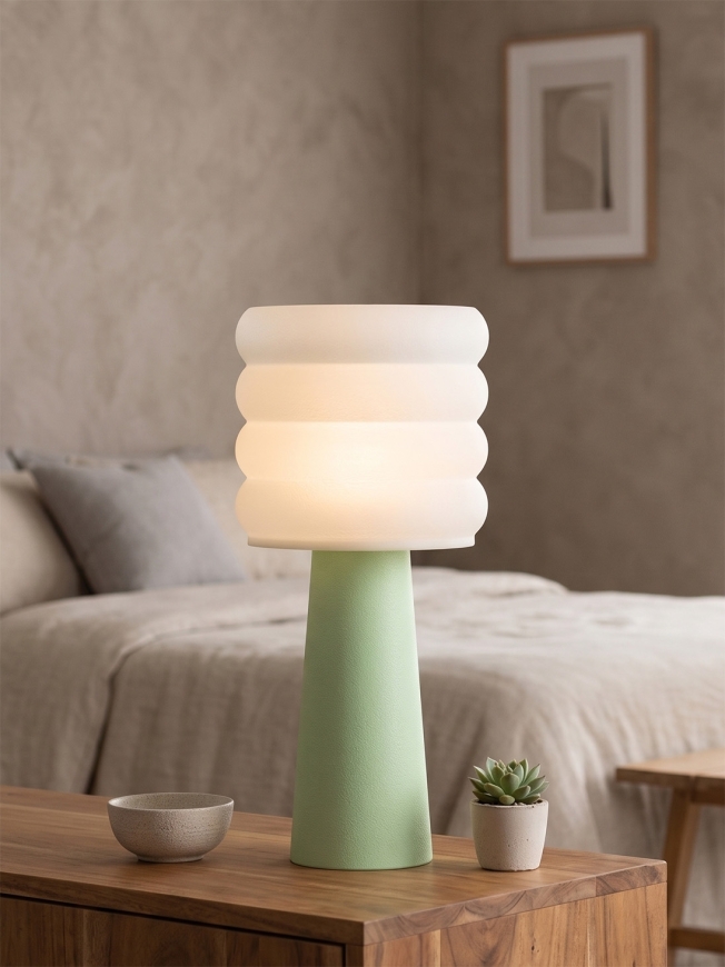 Coralie – Lampe à poser pastel verte, large