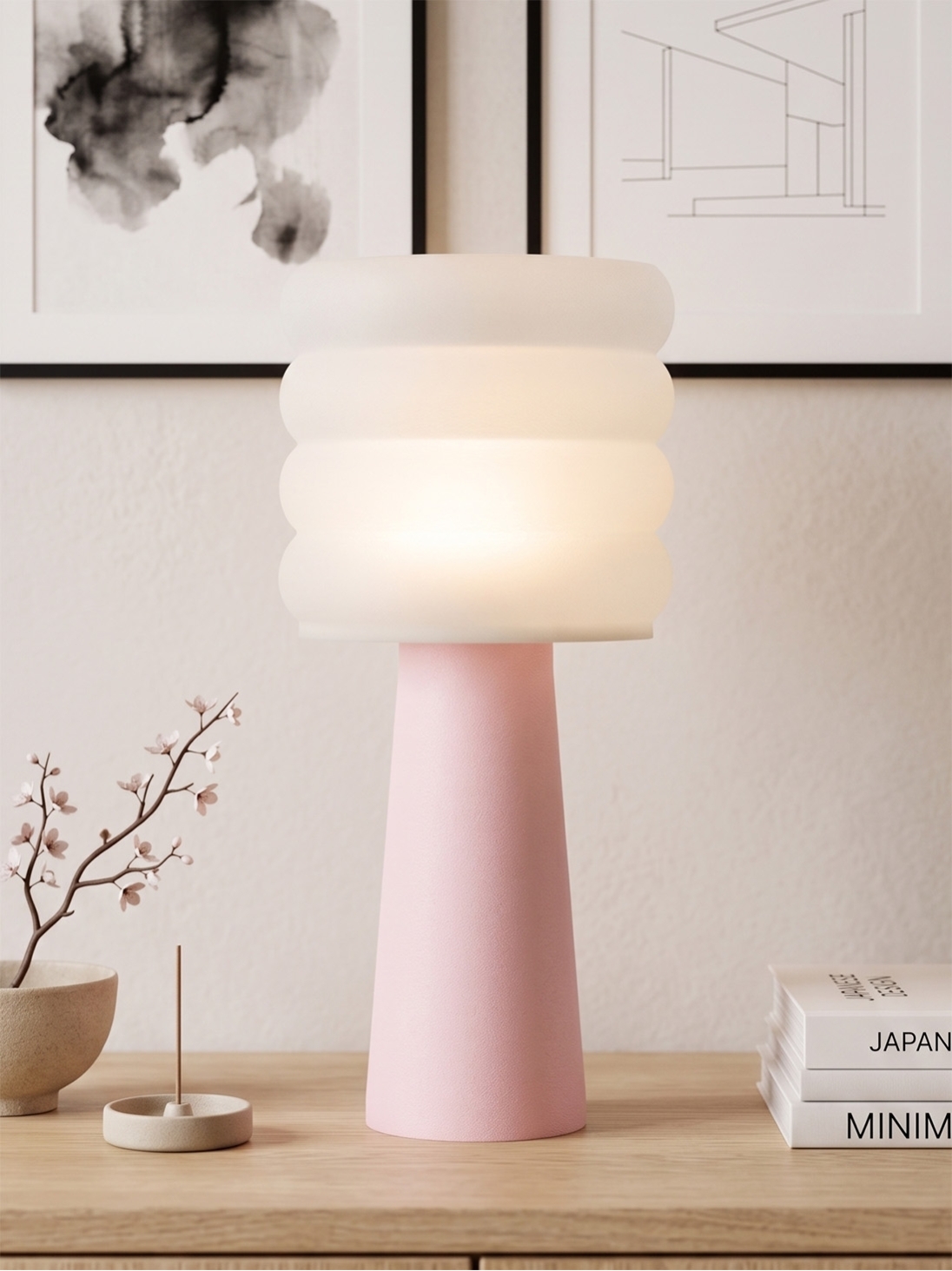 Coralie – Lampe à poser pastel rose, large Coralie – Lampe à poser pastel rose, large