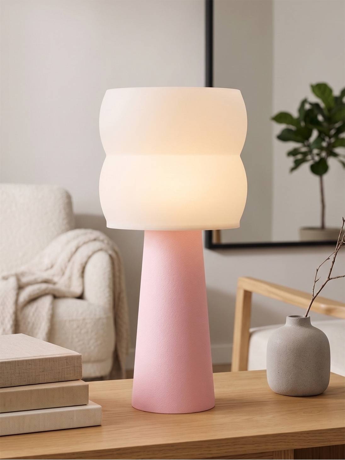 Stella – Lampe à poser pastel rose, large