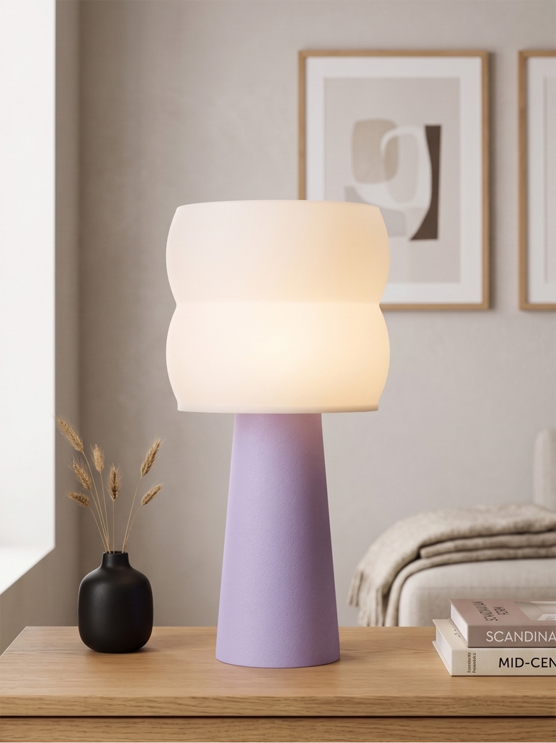 Stella – Lampe à poser pastel lilas, large