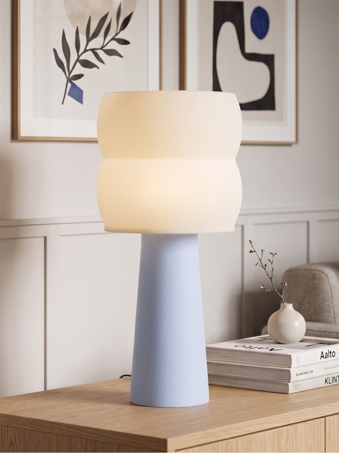 Stella – Lampe à poser pastel bleu, large